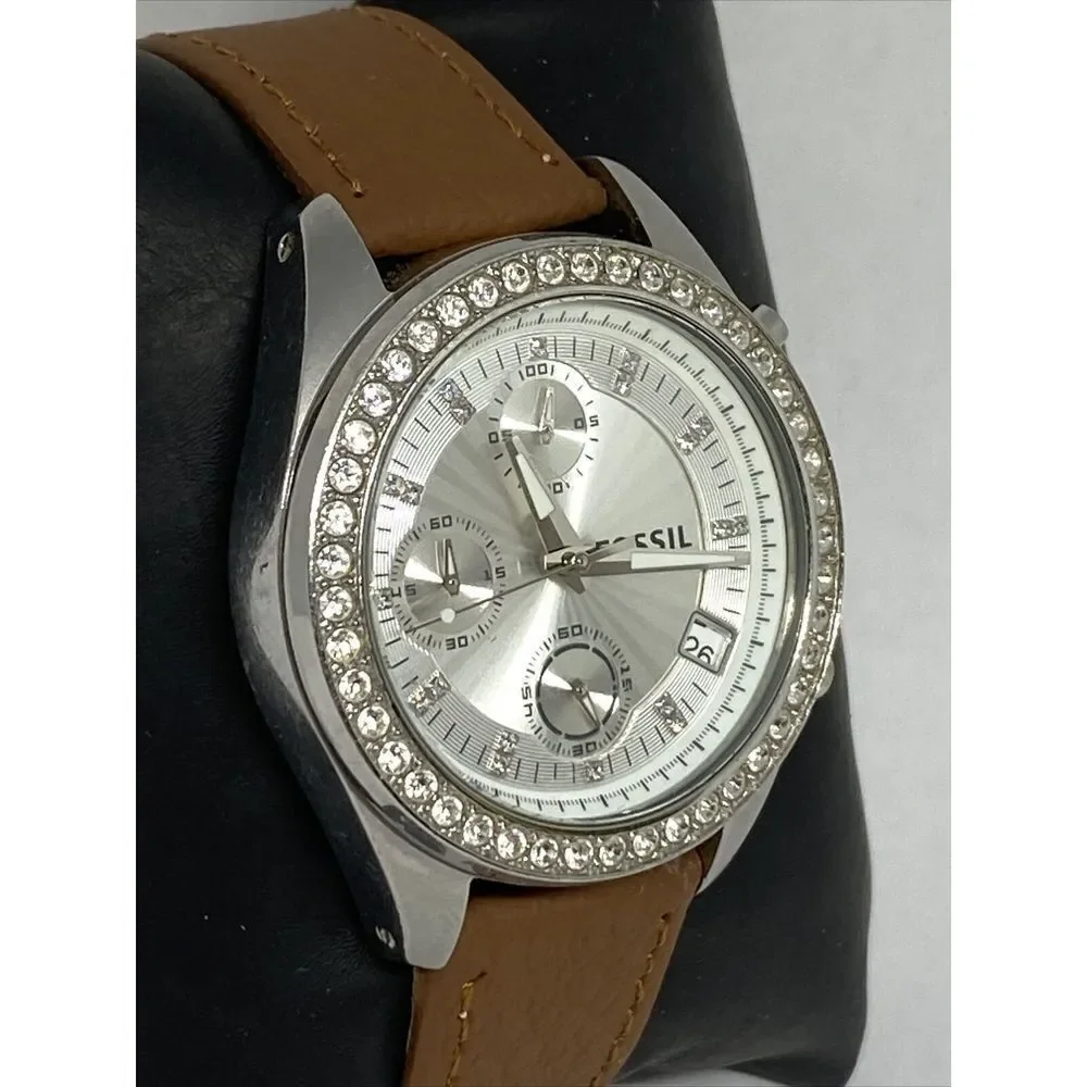 Fossil ES2681 Women's Brown Leather Analog Silver Dial Quartz Wrist Watch HK996